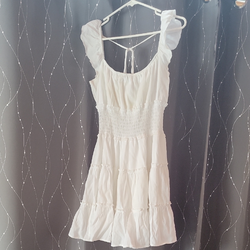White Ruffled Sundress By Trixxi